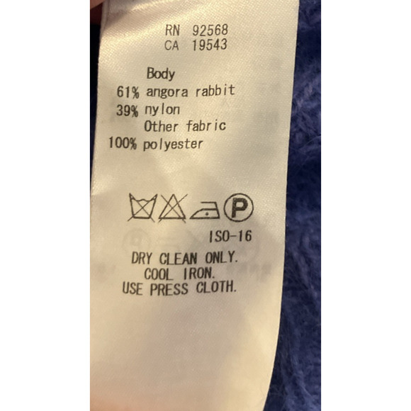 Womens Sweater Angora Rabbit Hair Blouse Top Size 2 Small Blue Coquette Feminine - Picture 13 of 16